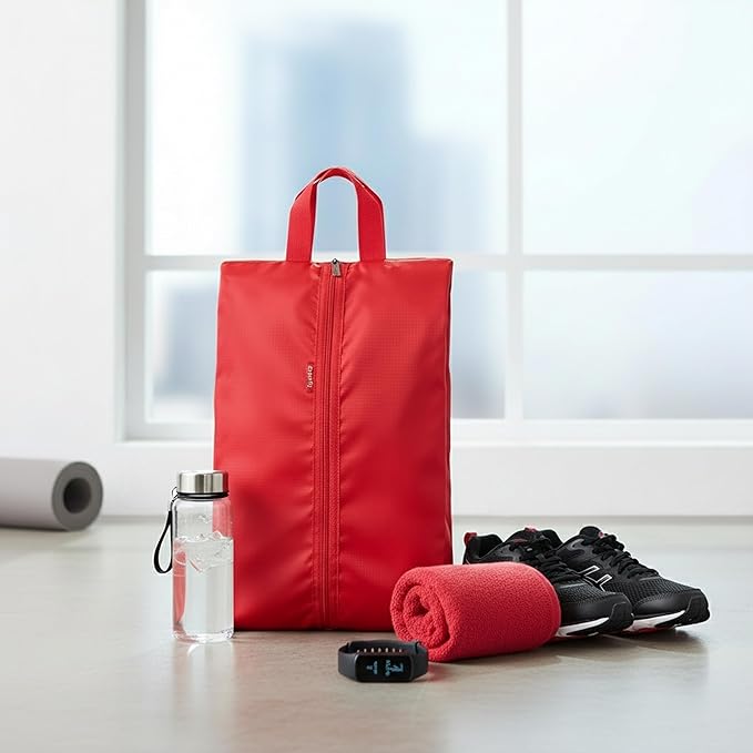 6pcs Portable Shoe Organizer, Travel Pouches with Zipper, Golf Shoe Bags, Clothes Bags, Soccer Cleats Bag Shoe Pouch for Gym, Waterproof, Odor-Resistant (Red)