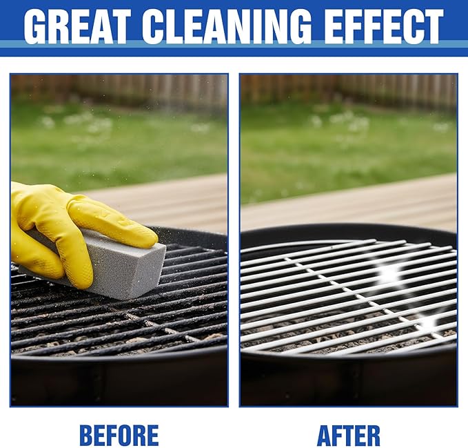 HATOKU 4 Pack Grill Cleaning Bricks, Pumice Stone for Cleaning Oven, Stove, BBQ Grill, Commercial Grade Cleaner for Cookers, Frying Pans, Racks, Flat