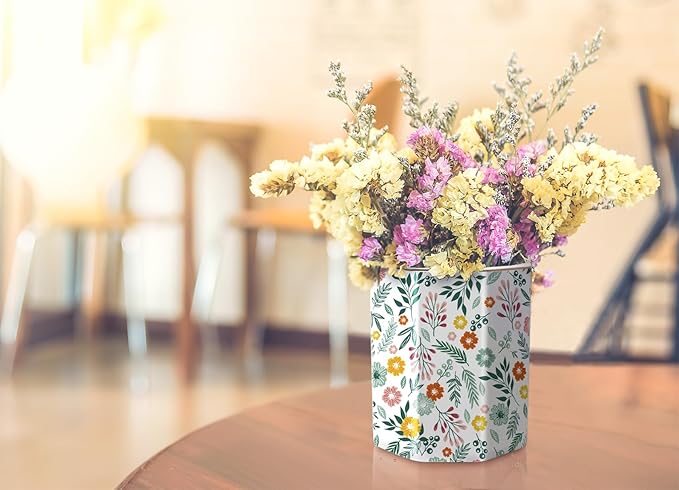 WAVEYU Pen Holder for Desk, Ceramic Pencil Cup Cute Makeup Brush Holder, Desktop Supplies and Accessories for Students, Pen Pencil Caddy for Office Home Art Supply, Green Floral Pattern