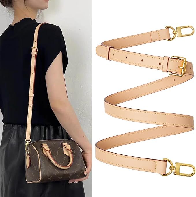 Genuine Vachetta Leather Crossbody Strap Genuine Leather Adjustable Replacement Strap for Shoulder Bag Handbag Purse