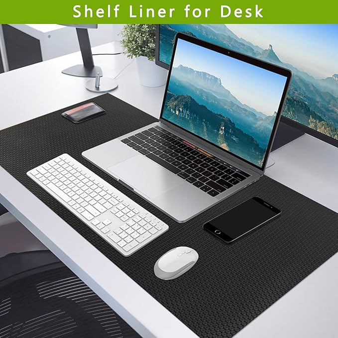 HooTown Shelf Liner Kitchen Cabinet Drawer Mats 23.6 Inch Wide x 6.5 Feet Long, Non Slip EVA Plastic Water Resistant Pad for Bathroom Drawers, Shoe Shelves, Under Sink, Black