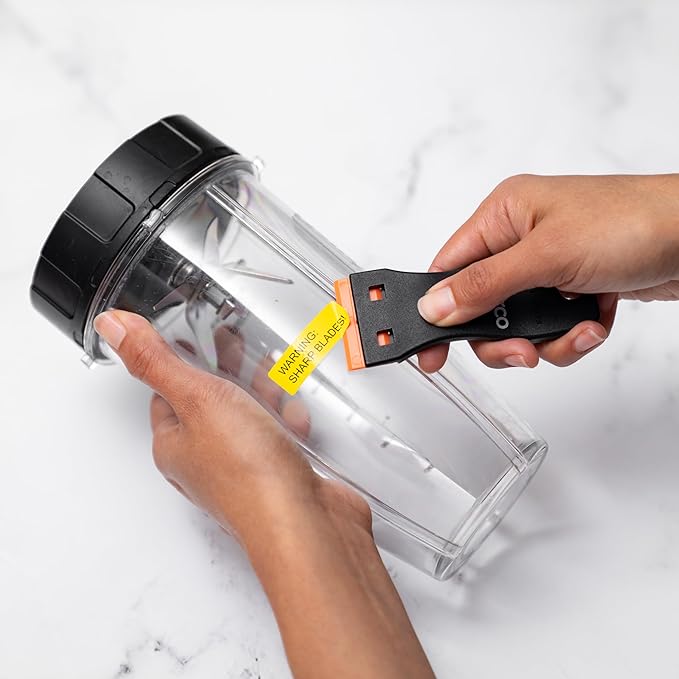 Perco Plastic Razor Blade Scraper with 10 Extra Plastic Blades – No-Scratch Adhesive & Sticker Remover Tool for Labels, Decals & Glue Residue – Safe Scraper for Glass, Windows & Car Surfaces