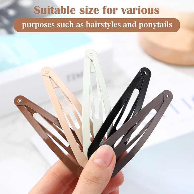 WILLBOND 30 Pieces 3.1 Inch Large Metal Snap Hair Clips Nonslip Barrettes Women Hair Accessories (Five Color)