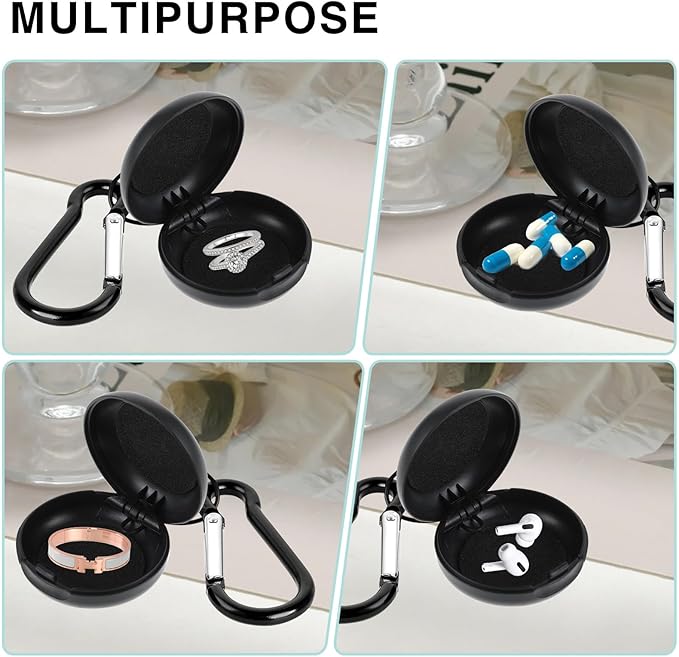 4PCS Mini Earplug Storage Case with Keychain Clip, Blue and Black