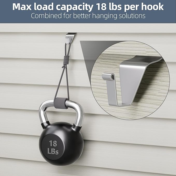 Antimbee Vinyl Siding Hooks Hanger, 10 Pack No-Hole Siding Hanging Hanger, Heavy-Duty Stainless Steel Siding Hooks for Hanging on Patio, Vinyl Siding Clips Applicable to Outdoor or Holiday Decoration