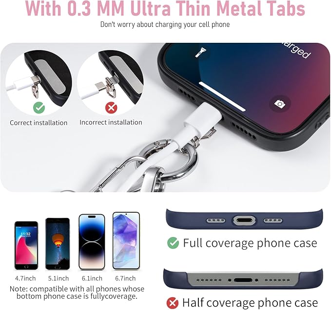 Clip and Go Strap for Phone with Wallet Crossbody Phone Lanyard and Detachable Checkered Bag with ID Window and RFID Pouch for Daily Travel.