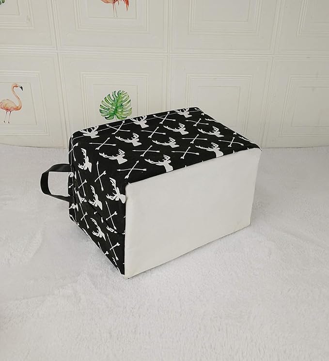 KUNRO Rectang Black Storage Basket Gift Shelf Basket Storage Bin, Nursery Basket Organizer Box for With Handles for Room Deco (Deer)