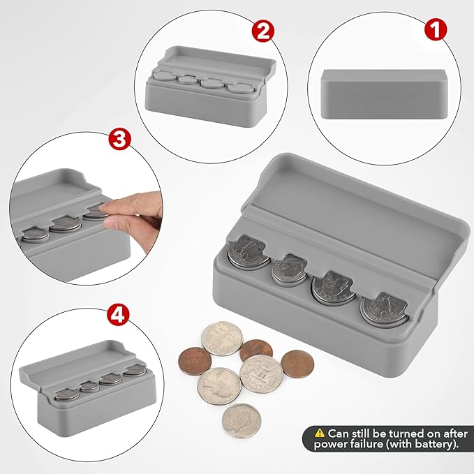 SINGARO Coin Holder for Car, Coin Change Organizer Compatible with Coins of Different Sizes, Dash-Mounted Holder Suitable for Most Cars, Trucks(2PCS Gray)