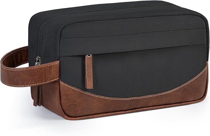 Ezday Travel Toiletry Bag for Men, Hanging Toiletry Organizer, Water Resistant Shaving Kit with Large Capacity for Travel Accessories (Black, Medium)