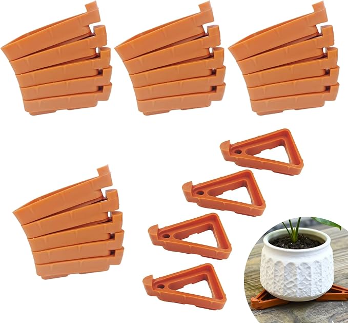 YFANITI 24Pcs Plant Pot Feet & Risers -Planter Feet for Outdoor Pots,Plant Risers for Pots Outdoor,Pot Feets for Indoor Outdoor Planters & Gardening Plant Container (Brick-red)