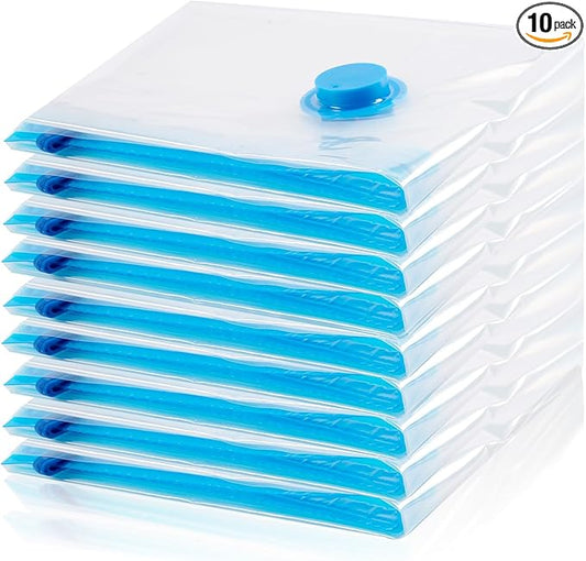Vacuum Storage Bags, 10 Small Space Saver Vacuum Sealed Bags for Clothes, Compression Bag Blanket Storage Travel Essentials