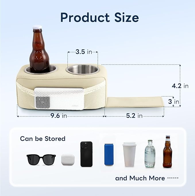 Marinexplore Pontoon Cup Holder,Boat Seat Cup Holder,Double Drink Holder,Portable Cup Beverage Mobile Phone Holders for Pontoon Boat Sofa,RV Couch,Car Back Seat (Beige)