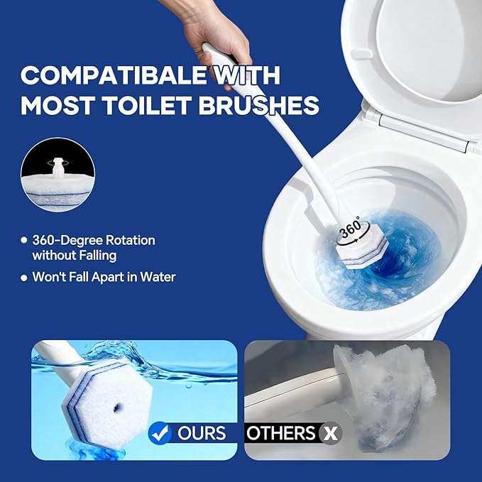 30 Toilet Bowal Wand Refills Fits for Clorox Toilet Brush Wand, Upgrade 3-Layer Disposable Bowl Cleaner Refills for Bathroom Cleaning, 3X Cleaning Power, No Falling Apart