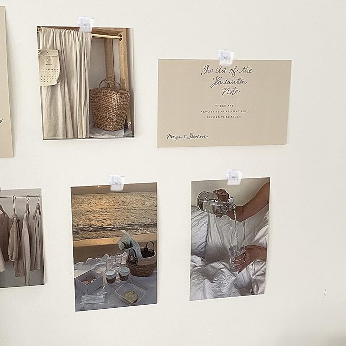 20 Pieces Self Adhesive Clips, Wall Clips,Tapestry Hangers,Photo Holders for Paper Flag Hanger,Sticky Clip for Teachers,Double-Sided Adhesive Spring Clip for Poster Home Office Rope