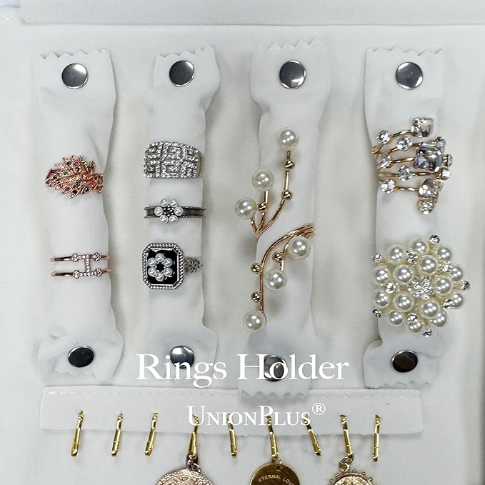 UnionPlus Velvet Travel Jewelry Case Roll Bag for Necklaces Brackets, Great Jewelry Organizer for Travel, Multi Jewelry Organizer, Beige