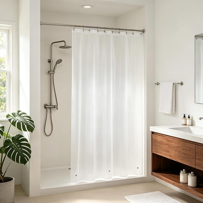 Barossa Design 60" x 72" Frosted Shower Curtain Liner with 3 Magnets - Waterproof PEVA Shower Liner for Bathroom Stall, PVC Free, Metal Grommets - Frost, 60x72