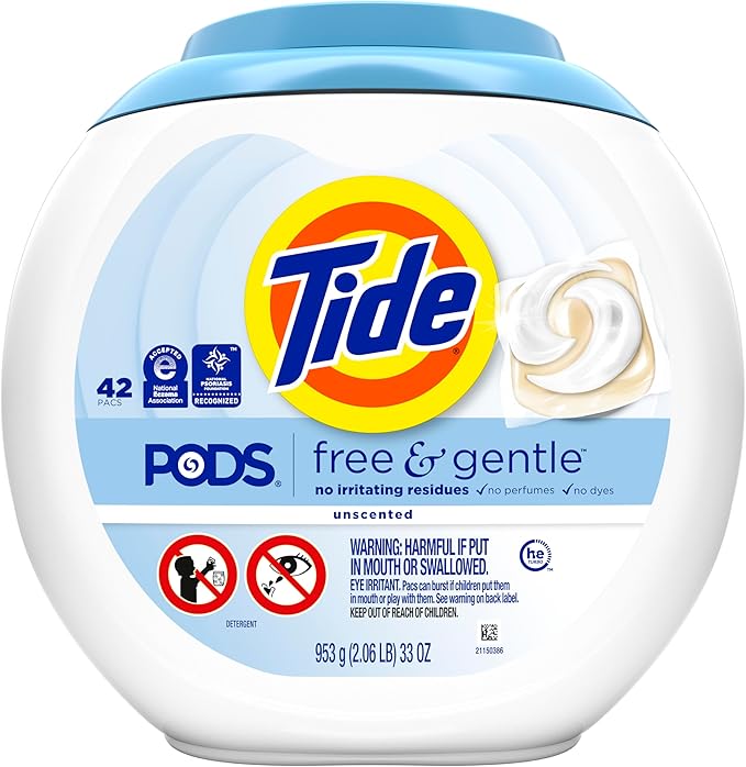 Tide, Pods Free and Gentle Laundry Detergent Soap Pacs, Tide Pods Laundry Detergent, 42 Count