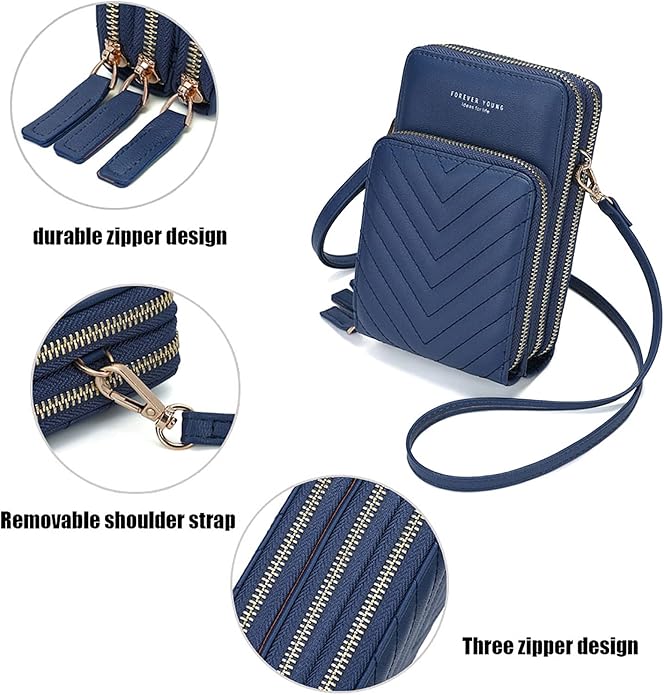 myfriday Small Leather Crossbody Bag for Women with Guitar Strap Mini Crossover Bags & Shoulder Purses with 2 Card Slots