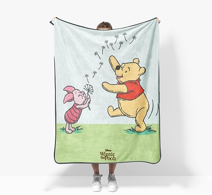 Jay Franco Kids Plush Throw Blanket – Soft & Cozy Fleece Throw for Bedroom & Couch Décor, Official Licensed Product, Multi - Winnie The Pooh, 40x50 - Travel Blanket