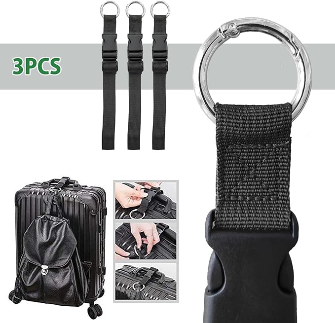 3 Pcs Jacket Holder Luggage Strap Jacket Gripper Add a Bag Luggage Strap Handbag Clip Use to Carry Make Your Hands Free - Black