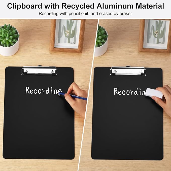 ZCZN Metal Clipboards, 18 Pack Heavy Duty Aluminum Clipboards 12 x 9 Inches, A4 Letter Sizer Document Holder with Low Profile Clip, Suitable for School, Office, Jobsite or Medical Staff, Black