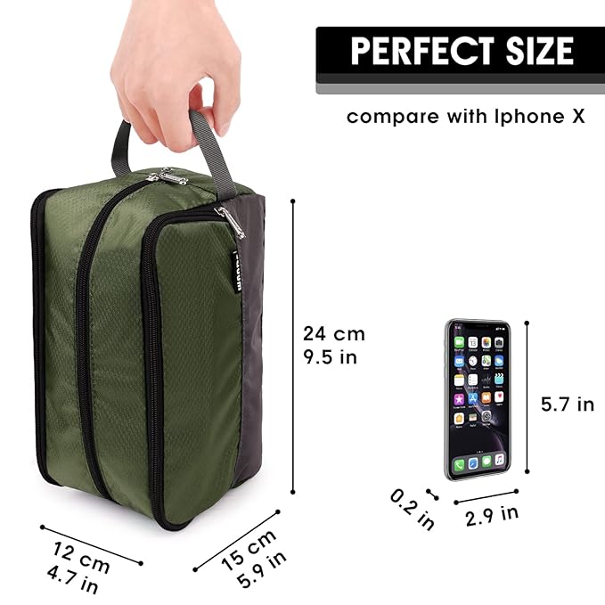 Toiletry Bag for Men, Hanging Dopp Kit, Water-Resistant Shaving Bag, Small Toiletry Bag for Traveling (Army Green)