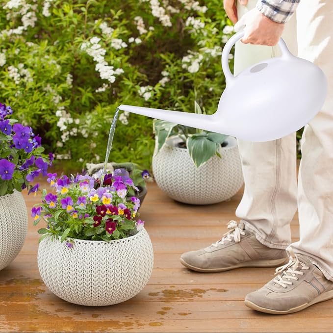 ZXJ Small Plastic Watering Can - 1/4 Gallon - for Home Plant Garden - White