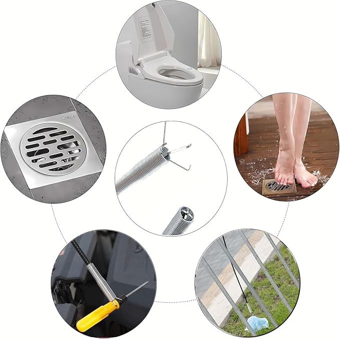 Drain Snake，Plumbing Drain Clog Remover, Gutter Cleaning Tools for Toilet Shower Kitchen Bathroom Tub, Clogged Drains Opener Cleaning Tool, Flexible Grabber Claw Pick Up Reacher (61 IN)