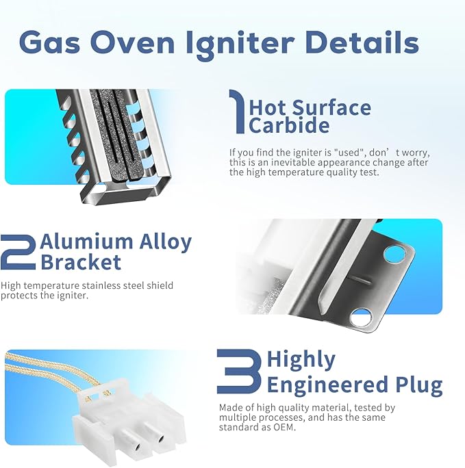 Upgraded DG94-00520A Gas Range Oven Igniter Fit for Sam-sung NX58H5600SS Nx58h9500WS Replacement for G-E Whirl-pool Hot-point 2692271 AP5577941 WB13K21 Norton 501a W10918546 Range Oven by BOGDA