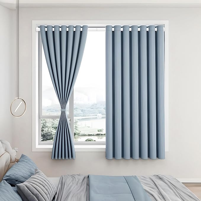 AIZESI Tension Curtain Rod Adjustable Spring Tension Rods for Windows 28 to 48 Inch, No Drilling, 7/8" Diameter, White Curtain Rod, Small Shower Curtain Rod for Bathroom, Doorway, Closet, Kitchen