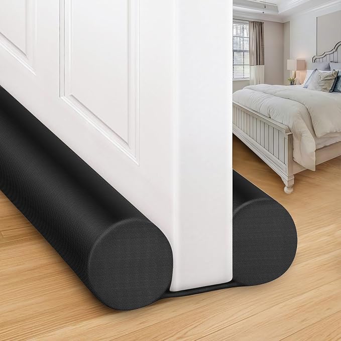 MAXTID Twin Door Draft Blocker Seal Large Door Gap Noise Under Door Draft Stopper for Bottom Door Sweep Sounfproofing Adjustable 38" Black