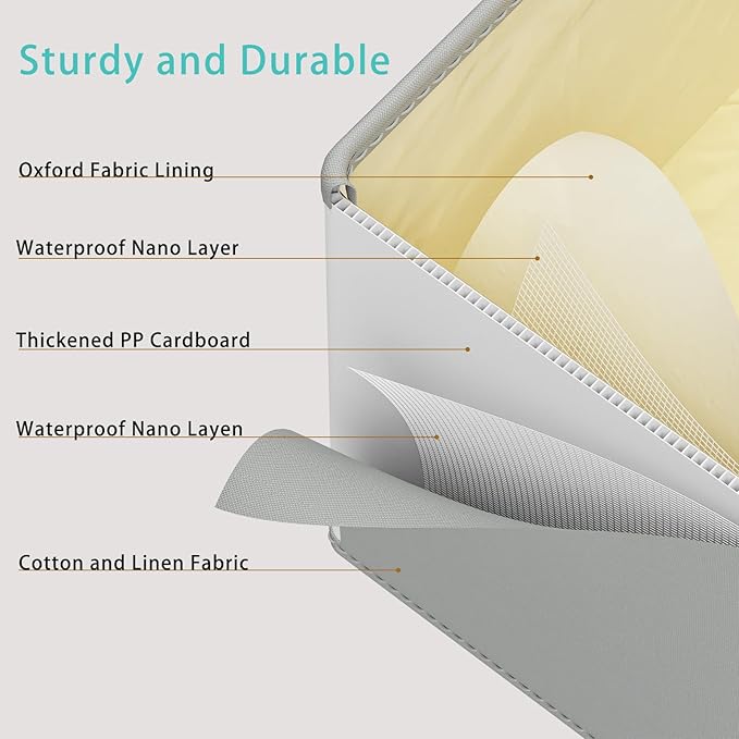 Storage Bins with Zipper, Cube Organizer Basket with Lid, Collapsible Stackable Closet Boxes, for Home and Bedroom, 4 Pack, Grey, 15.7 x 11.8 x 7.9 In, XSNY16GL-4