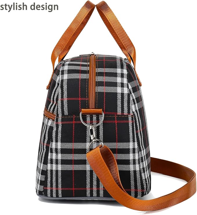 FlowFly Insulated Lunch Bag for Women & Men, Large Reusable Lunch Tote with Shoulder Strap & Handle, Freezable Cooler Bag for Work, Travel & Meal Prep,W&B (W&B)