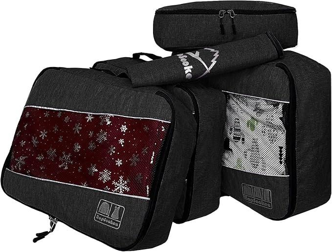 5 Set Packing Cubes for Travel Large Suitcase Luggage Organizer Bags Travel Accessories Vacation 4 Cubes 1 Laundry Pouch Bag