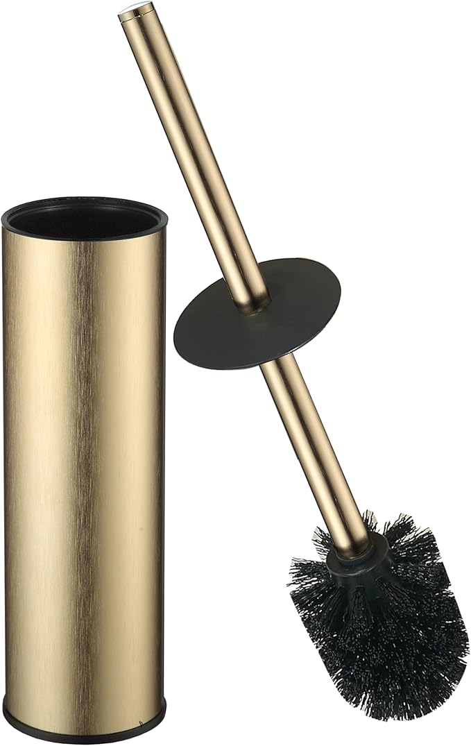 KLDKLD Toilet Brush and Holder Set Premium Material Toilet Bowl Cleaner Free Standing Toilet Bowl Brush and Holder Gold