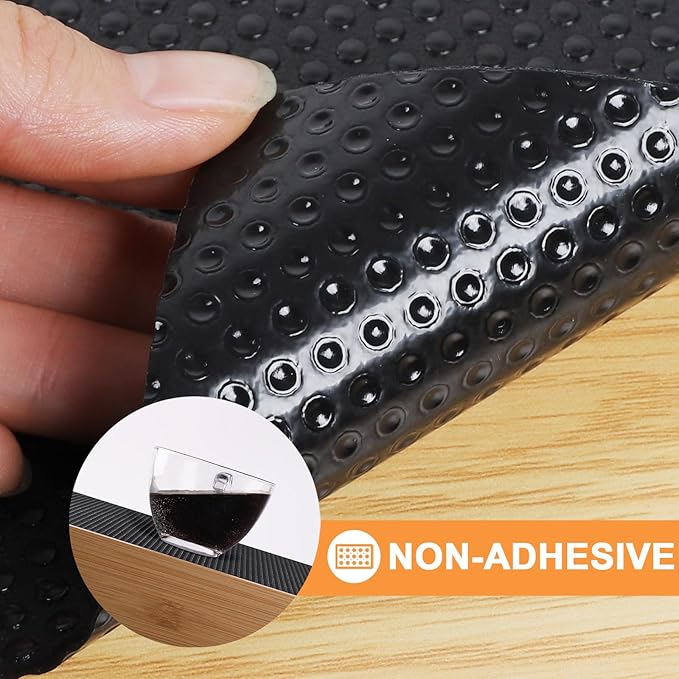 FLPMIX Shelf Liner for Kitchen Cabinets 10 inch Wide: Easy to Cut Bathroom Drawer Mat 10" x 396 Inch Black - Waterproof Pantry Cupboard Liner