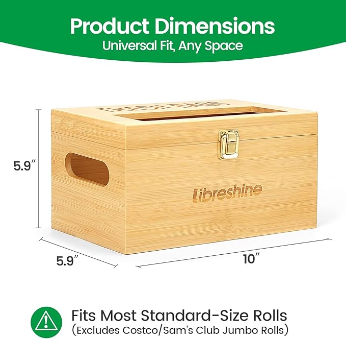 Libreshine Bamboo Garbage Bag Holder, Multi-Mount Space-Saving Trash Bag Organizer for Kitchen, Pantry, Holds 8-33 Gallon Rolls & 50+ Grocery Bags, Under-Sink/Wall-Mounted/Cabinet Storage