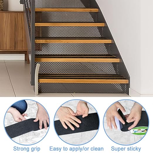 Anti Slip Tape, High Traction,Strong Grip Abrasive, Not Easy Leaving Adhesive Residue, Indoor & Outdoor (4" Width x 190" Long, Black)