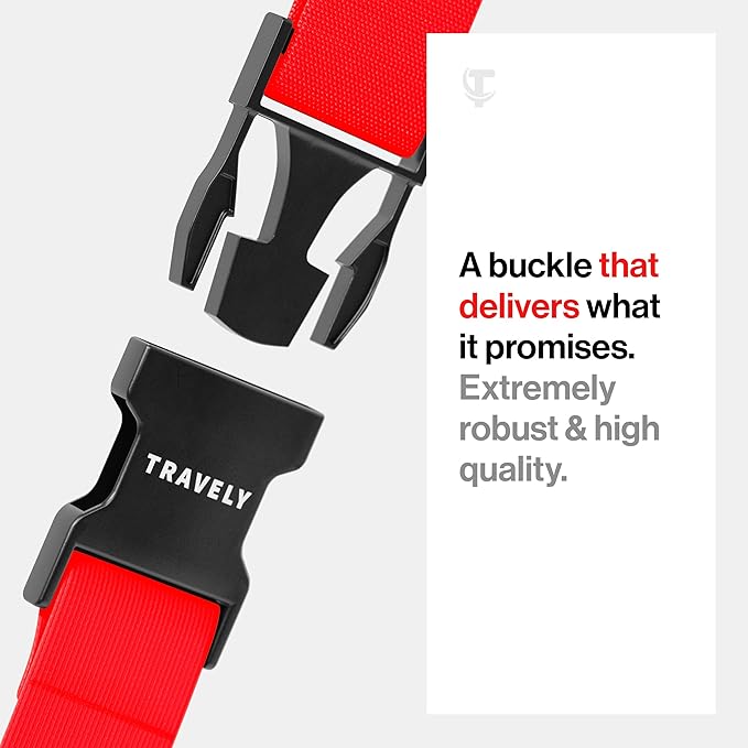 TRAVELY Luggage Straps - Particularly conspicuous & Secure - Incl. 2 Name Tags - Luggage Strap Ideal crosswise - [Set of 2]