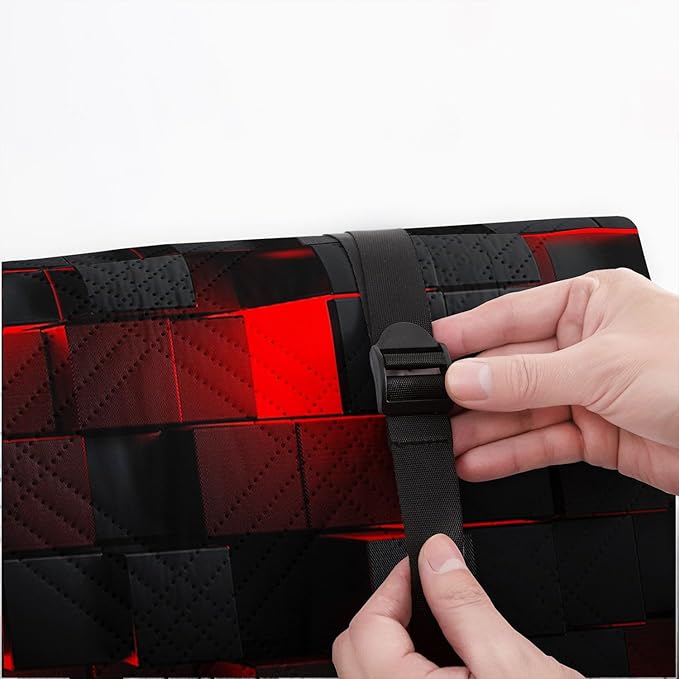 Outdoor Picnic Blanket Portable Ultrasonic Waterproof Picnic Black Red Stereoscopic Square Printed Camping Beach Mat for Sand and Wet Grass Hiking (Black Red Square S
