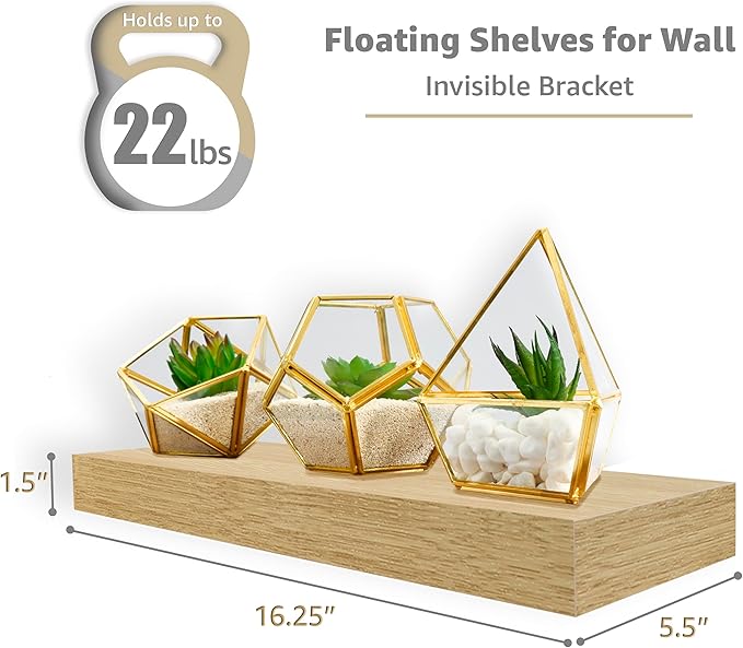 Sorbus 4 Pack Maple Wood Floating Shelves for Wall, Bathroom, Kitchen, Bedroom, Living Room, Bathroom Storage, Over Toilet, Hanging Book Shelf for Wall Home Decor