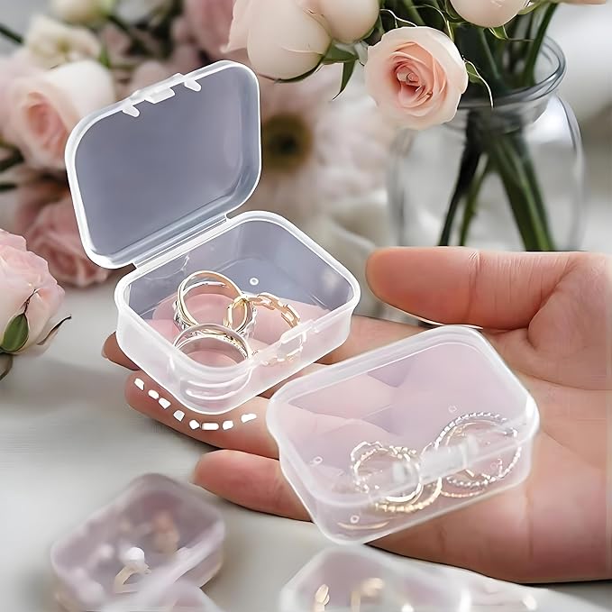 Small Bead Organizers Mini Clear Bead Storage-16 pcs Clear Plastic Boxes For beads organization,DIY project,nail art tools,diamond, building blocks,small items,with Sheets Label Stickers