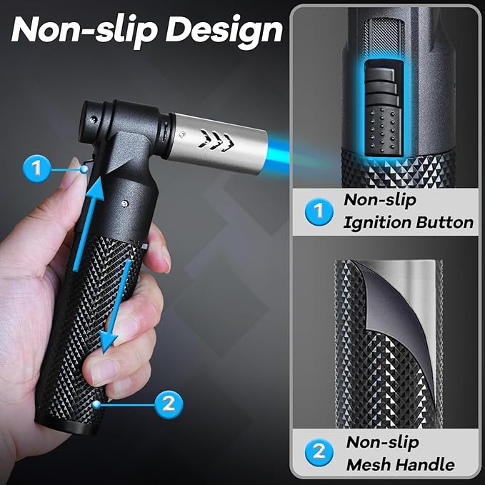 Luxgaze Butane Torch Kitchen Torch Lighter Refillable Big Jet Flame Mini Blow Torch Portable Crème Brulee Torch for Camping Grill Culinary Soldering Cooking Welding BBQ(Gas not Included) Red