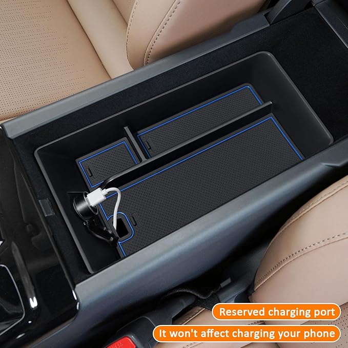 TOPINSTALL Blue Center Console Tray Compatible with 2025 2026 Camry (XSE/XLE/SE/LE) Armrest Storage Box Console Organizer for 9th Gen Camry Interior Accessories