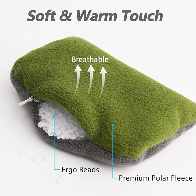 Large Mouse Wrist Rest Bean Bag, Ergonomic Mouse Support Pad Filled Ergo Beads for Computer, Laptop, PC Gaming (Green)