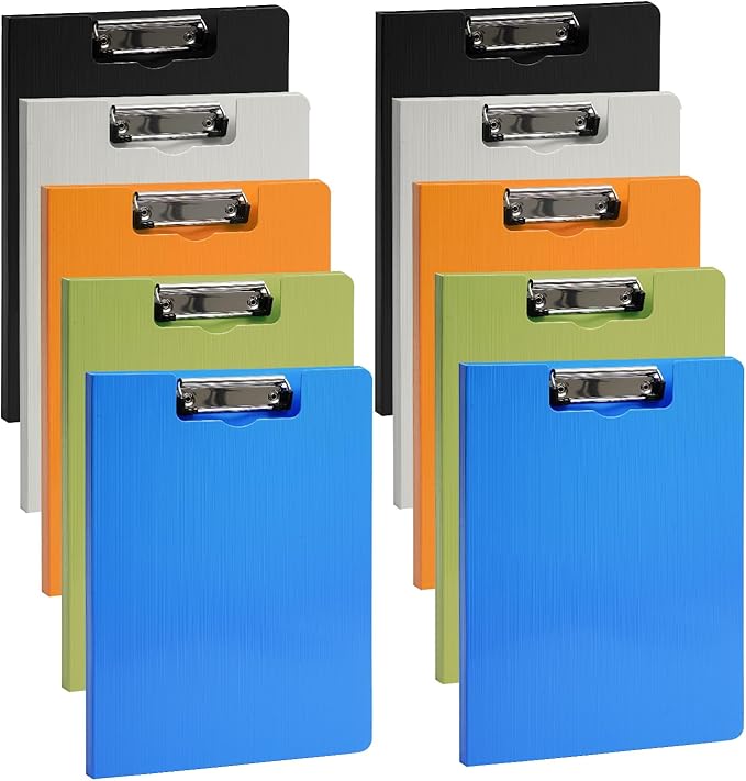 10 Pack Foldable Clipboards, A4 Clipboard Folder with Pocket, File Cover Office Folder Clipboard, 360 Degree Foldable Storage Clipboards for Office, School or Medical Field(5 Colors)