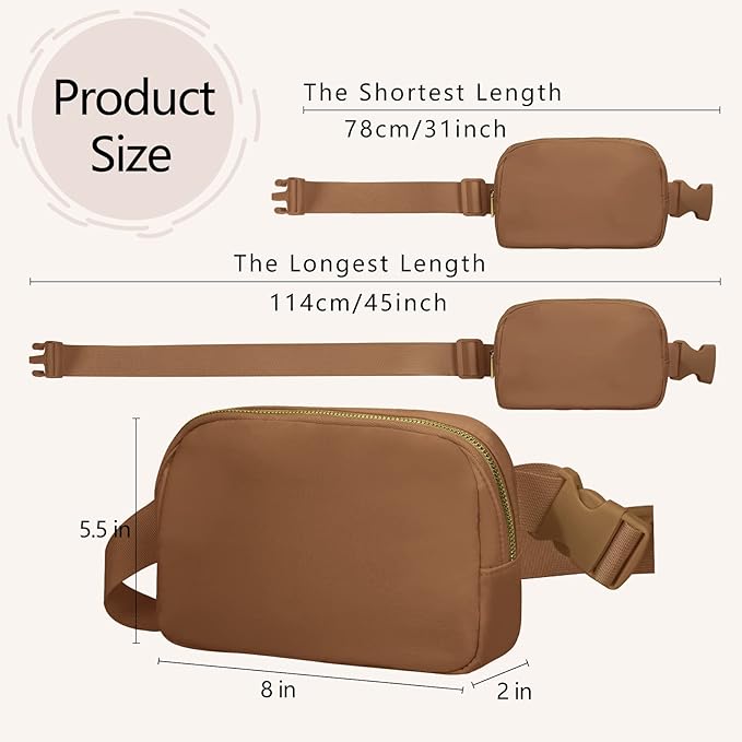 VOROLO Fanny Pack For Women And Men Crossbody Bag Belt Bag with Adjustable Strap Graduation Gifts Brown