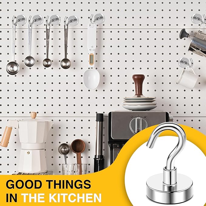 DIYMAG Magnetic Hooks, 50lbs Heavy Duty N52 Rare Earth Magnets with Hook 2026 Cruise Cabin Ship Essentials for Fridge Hanging Classroom Beach Vacation Kitchen Grills Home Must Have 6 Pack