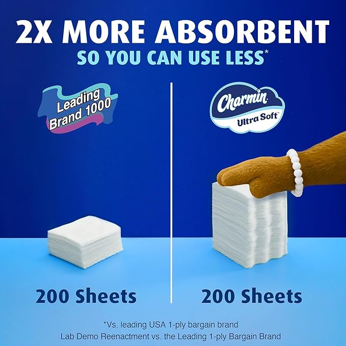 Charmin Ultra Soft Toilet Paper 6 Mega XL Rolls, 336 Sheets Per Roll (Packaging May Vary)