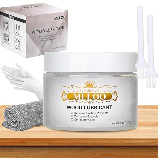 Wood Lubricant Multi-Purpose Paste Wax, 5oz for Home, Restore & Maintain Wooden Slide, Loosen Drawer Slide, Drawers, Doors, Hinges, Eliminate Sticking & Noise